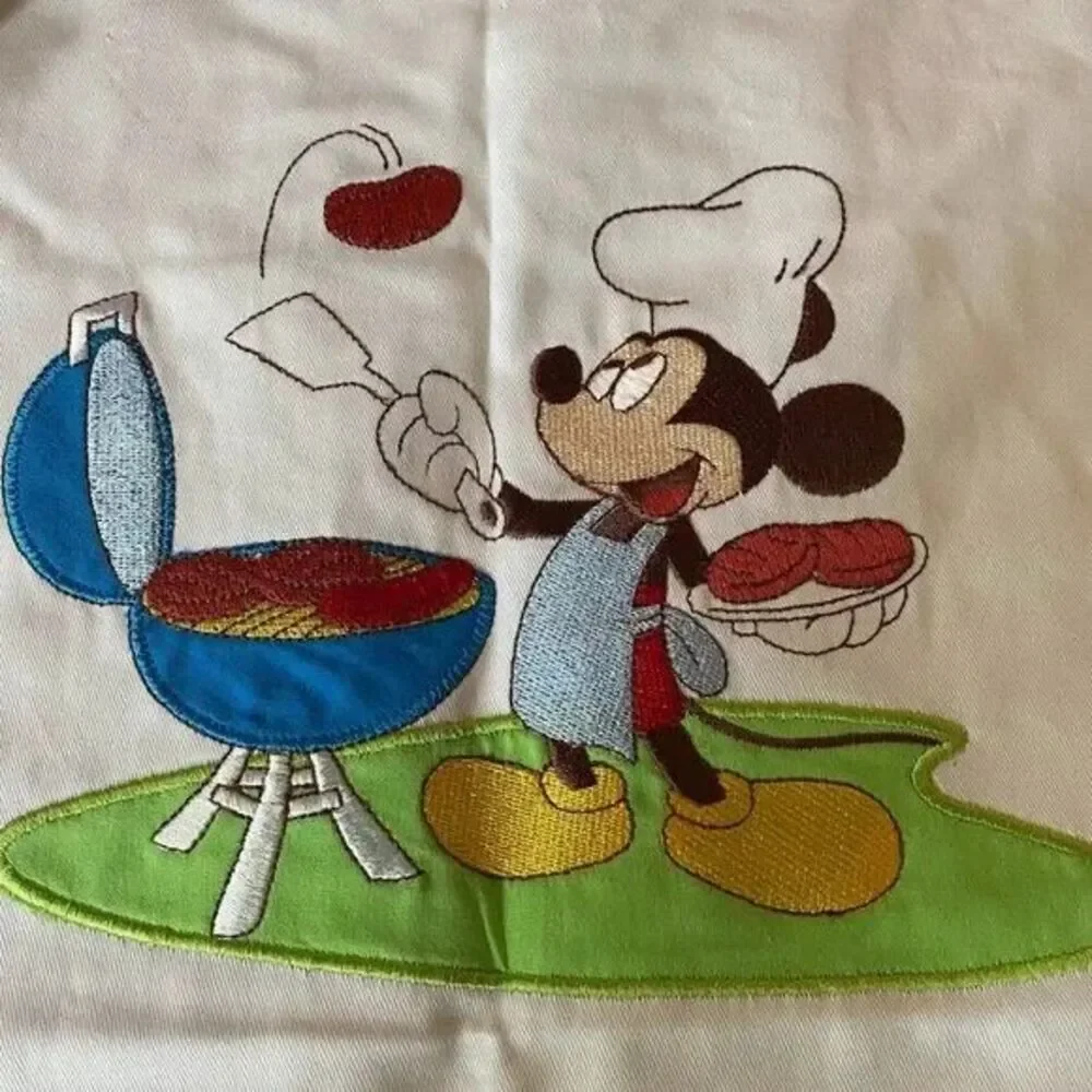 Disney Mickey Grillin' Summetime Fun Embroidered Apron/Chef Hat/Mitt Set-NEW